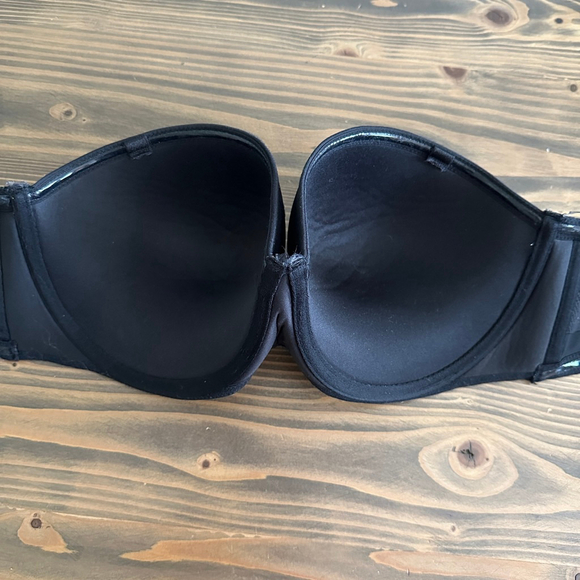 Women's Torrid Curve Black Strapless Push-Up Bra 38DD Lace Trim Silicone Grip - Picture 5 of 8